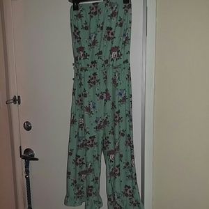 Mint green floral romper
